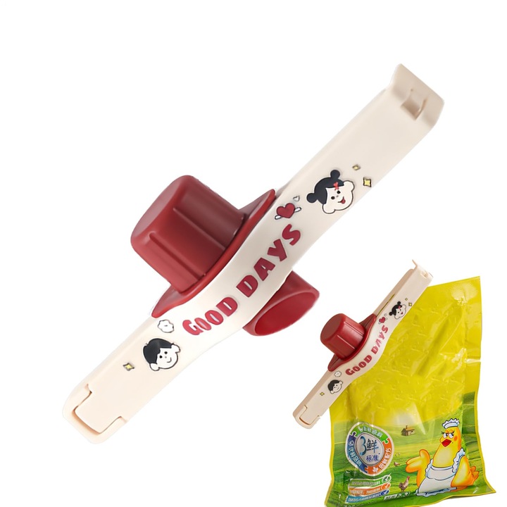 Clipuri pentru pungi alimentare, design cu cioc, reutilizabile, set de 5