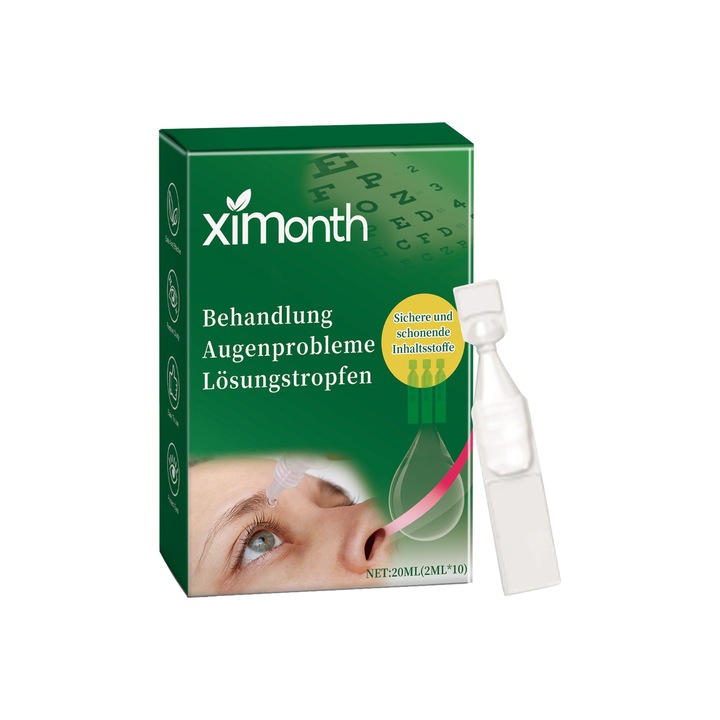 Picaturi pentru ingrijirea ochilor, XIMONTH, 2ml x 10 bucati, umidificare delicata, utilizare zilnica