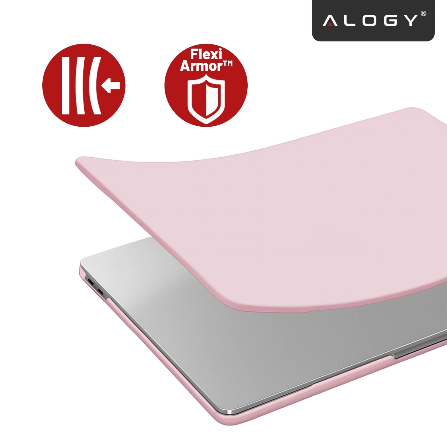 Etui de protectie Alogy AirGuard pentru MacBook Air 13 13.3", mat roz, ultracompact, cu ventilatie
