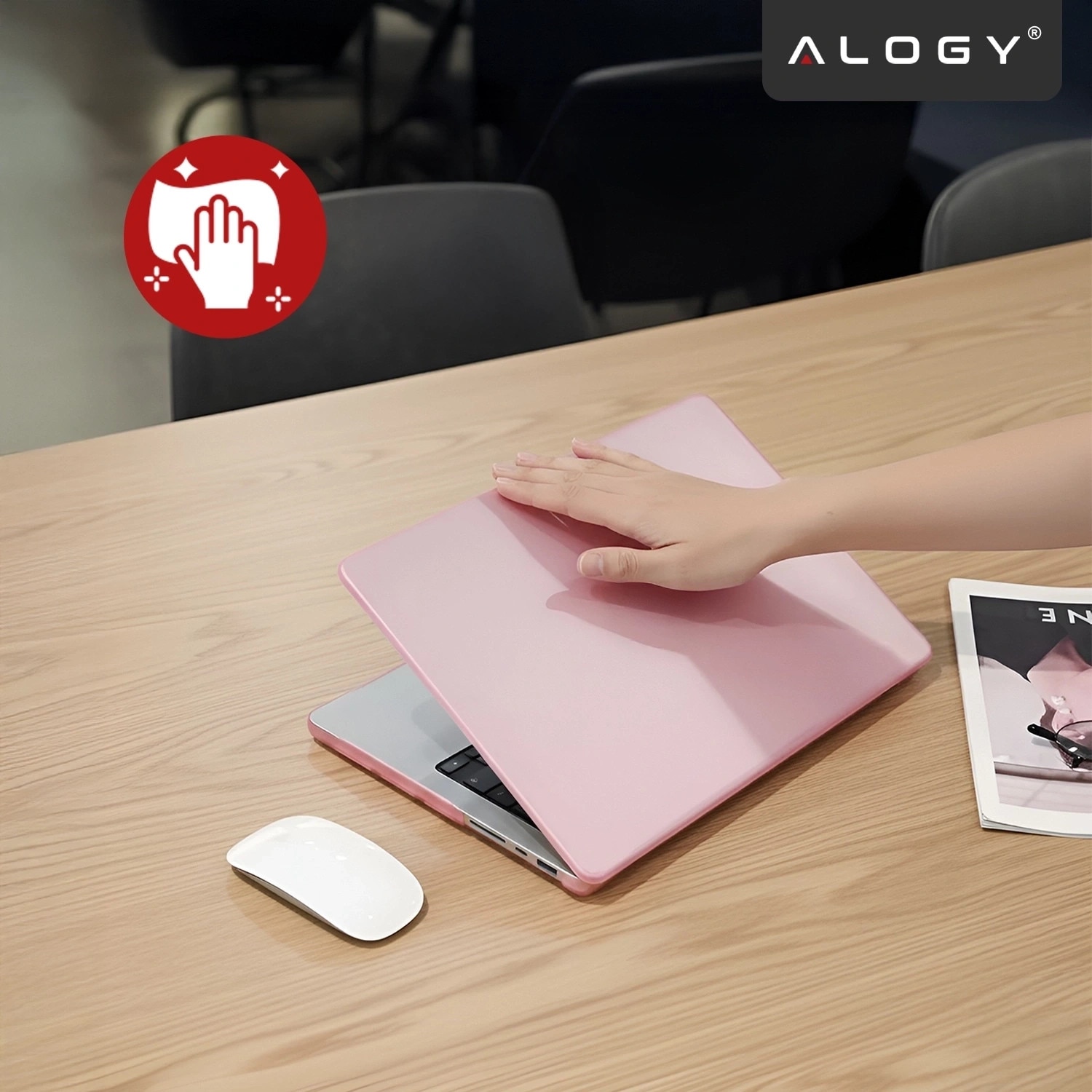 Etui de protectie Alogy AirGuard pentru MacBook Air 13 13.3", mat roz, ultracompact, cu ventilatie