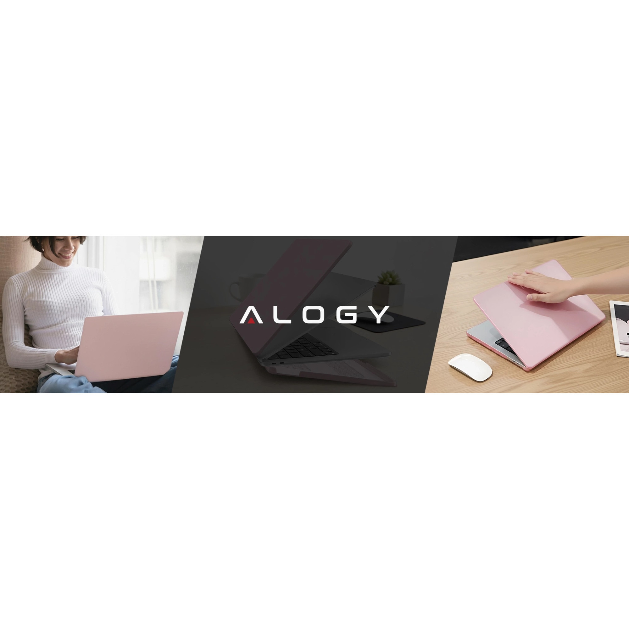 Etui de protectie Alogy AirGuard pentru MacBook Air 13 13.3", mat roz, ultracompact, cu ventilatie