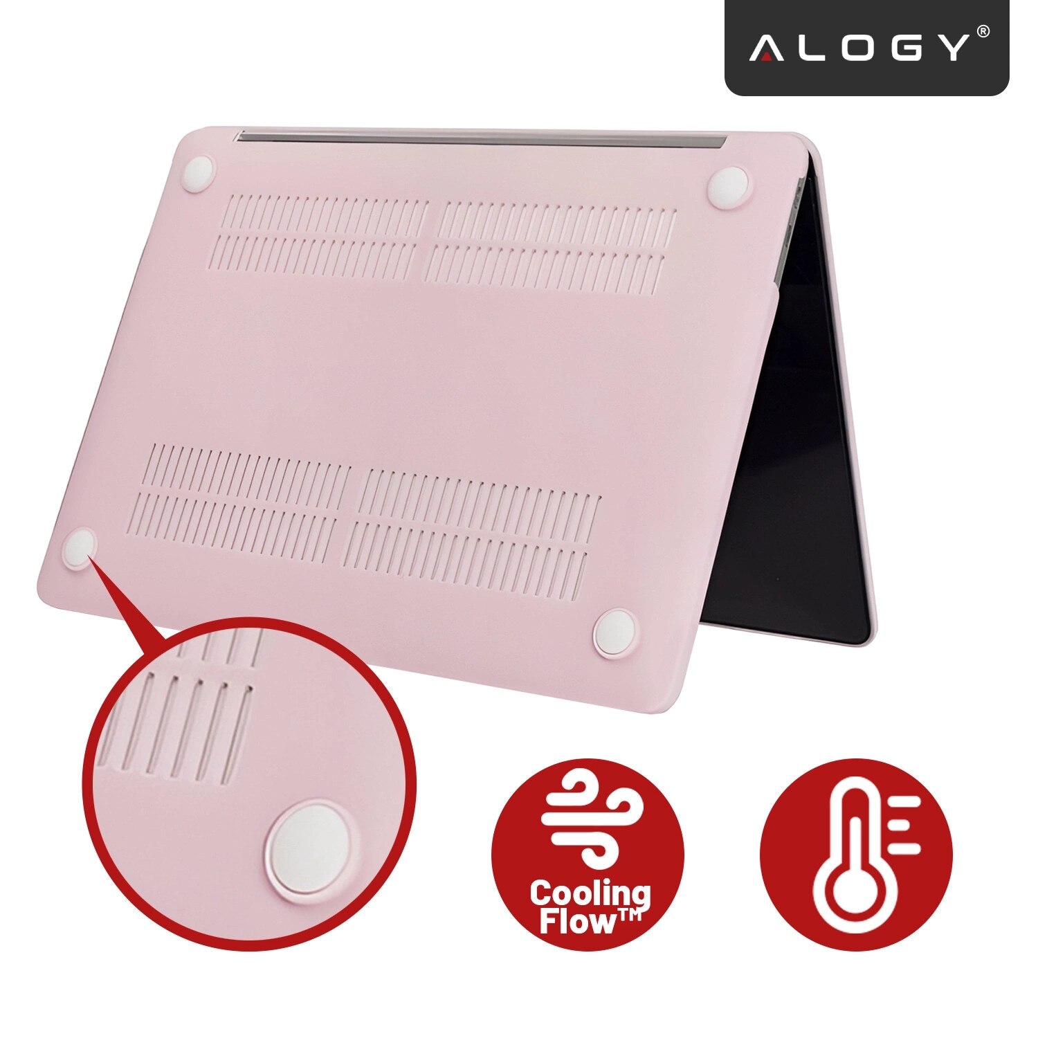 Etui de protectie Alogy AirGuard pentru MacBook Air 13 13.3", mat roz, ultracompact, cu ventilatie