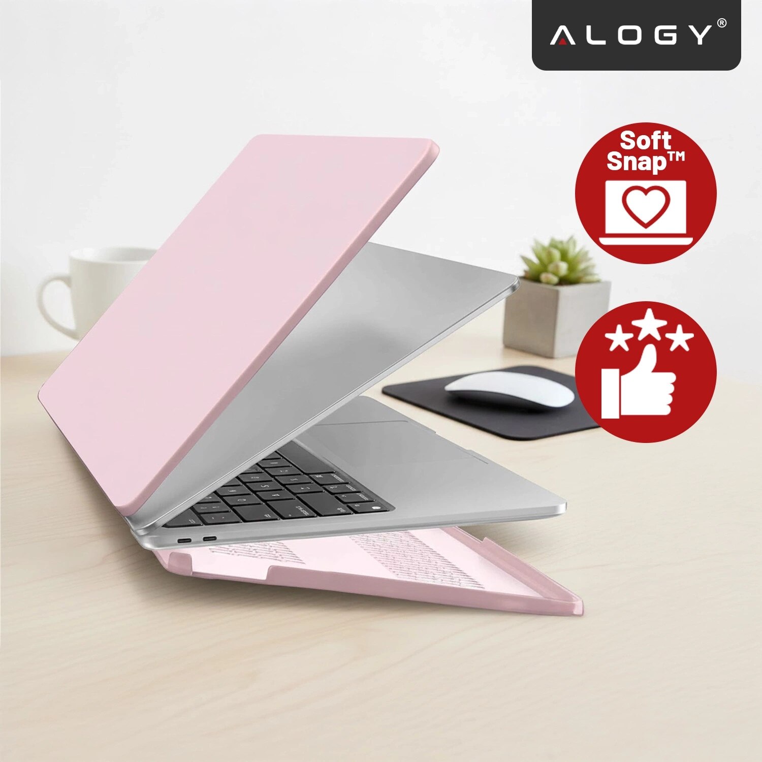 Etui de protectie Alogy AirGuard pentru MacBook Air 13 13.3", mat roz, ultracompact, cu ventilatie