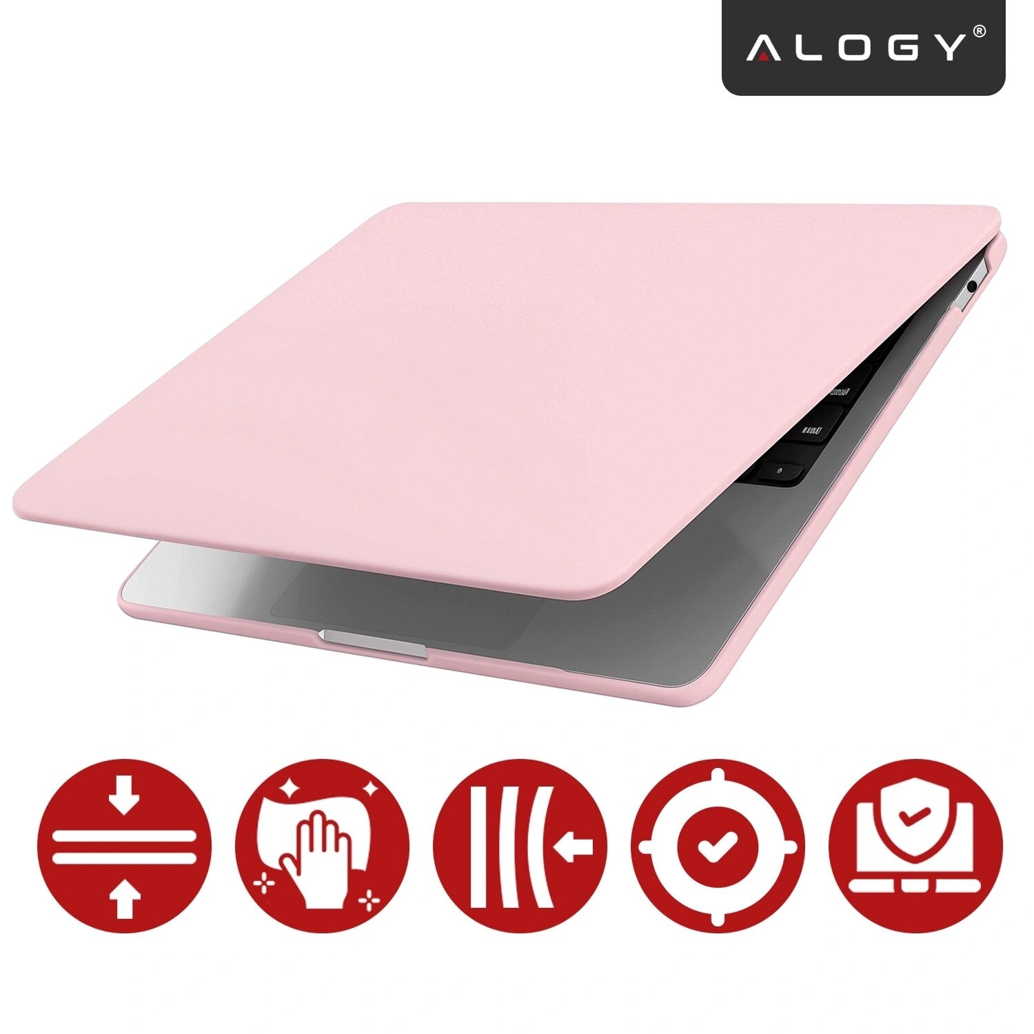 Etui de protectie Alogy AirGuard pentru MacBook Air 13 13.3", mat roz, ultracompact, cu ventilatie