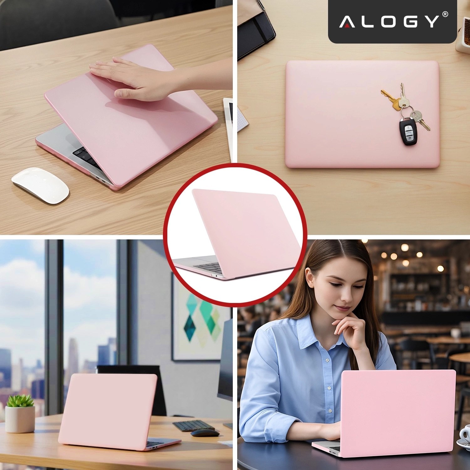 Etui de protectie Alogy AirGuard pentru MacBook Air 13 13.3", mat roz, ultracompact, cu ventilatie