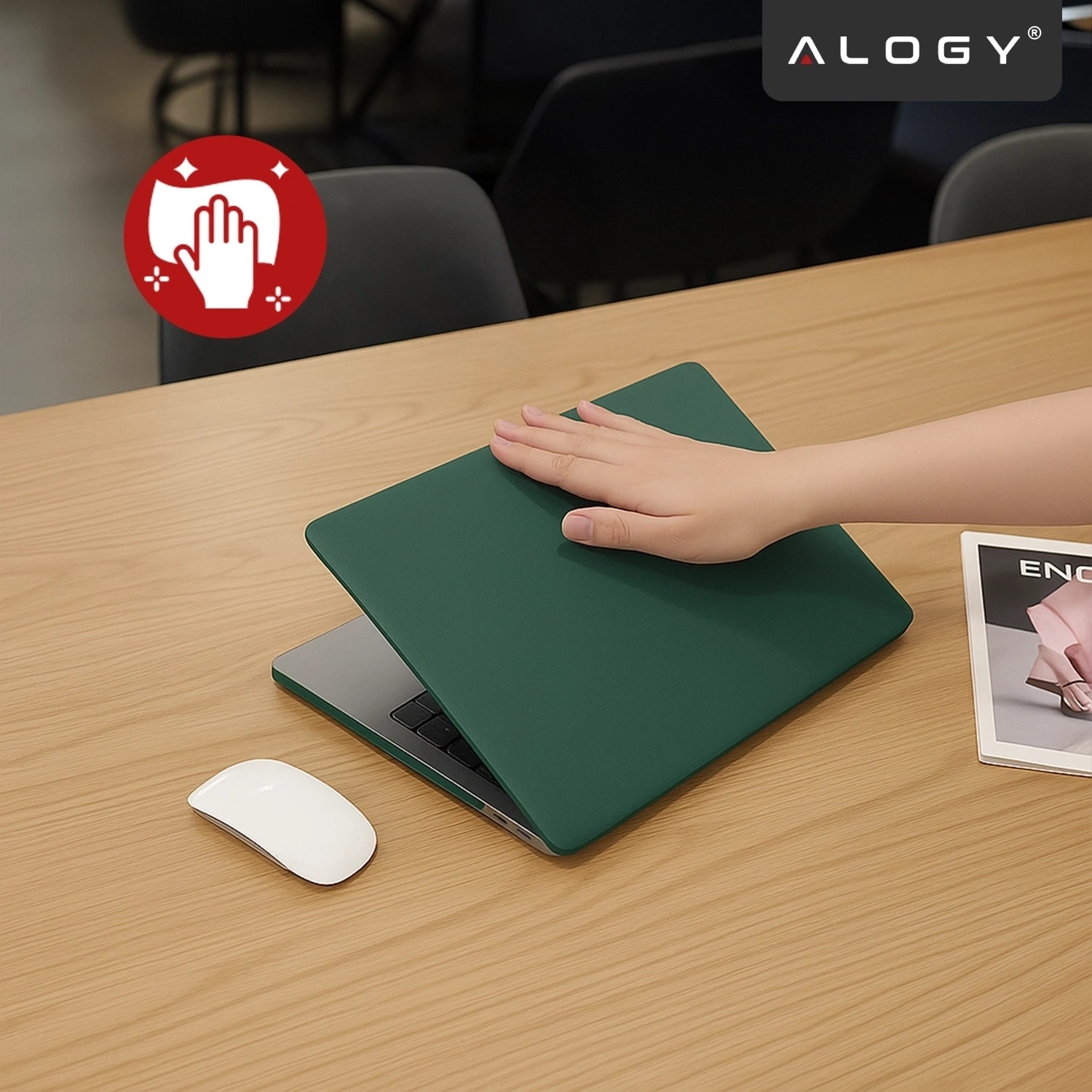 Etui pentru MacBook Air 15" 2023-2025, Alogy AirGuard, mat, verde, constructie flexibila, protectie impotriva zgarieturilor