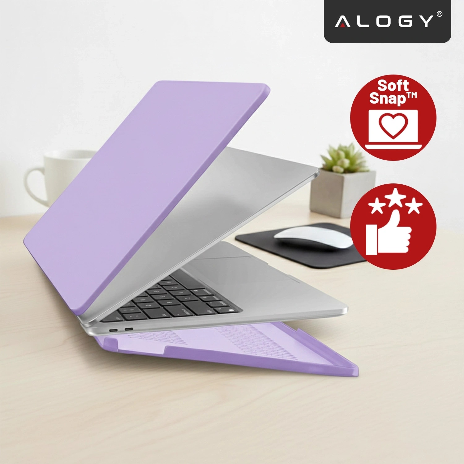 Etui de protectie Alogy AirGuard pentru MacBook Air 13 13.3" - mat, violet, ultracompact, rezistent la zgarieturi, set de doua piese