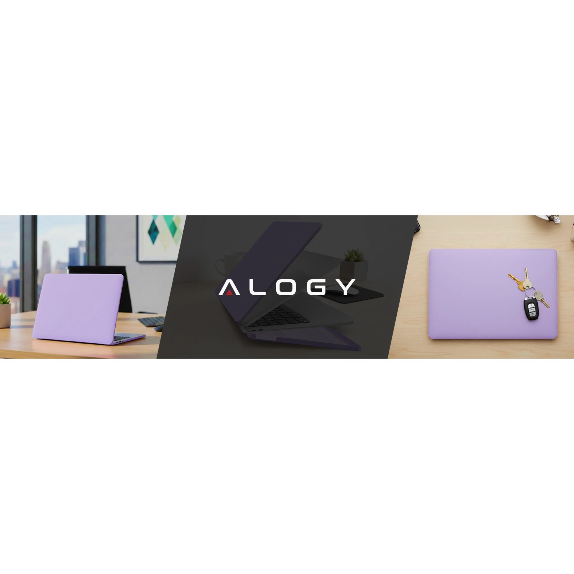 Etui de protectie Alogy AirGuard pentru MacBook Air 13 13.3" - mat, violet, ultracompact, rezistent la zgarieturi, set de doua piese