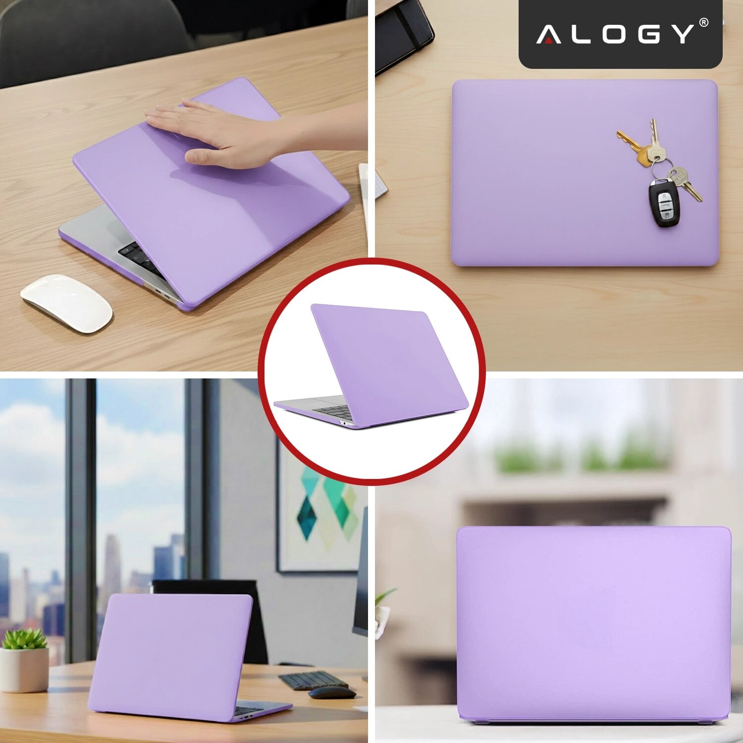 Etui de protectie Alogy AirGuard pentru MacBook Air 13 13.3" - mat, violet, ultracompact, rezistent la zgarieturi, set de doua piese