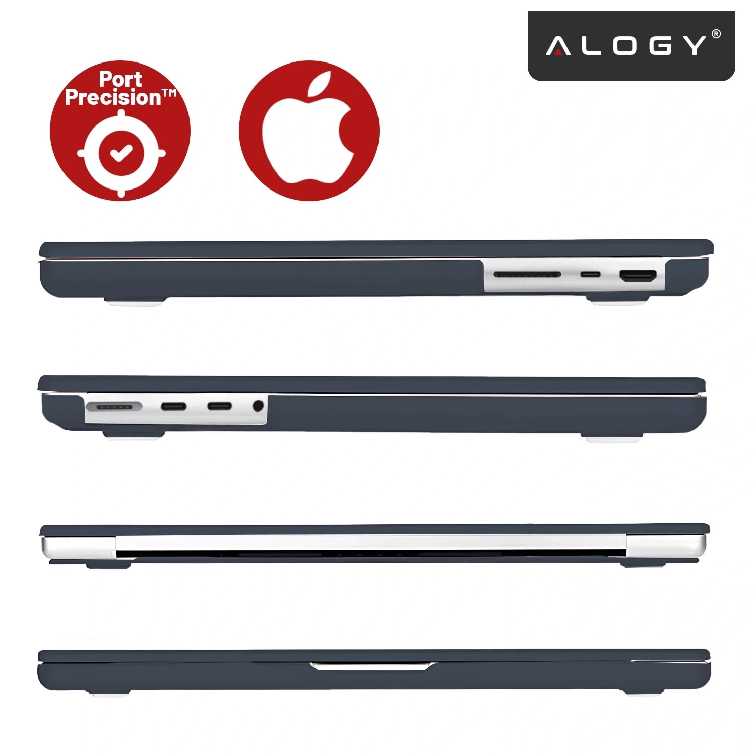 Etui laptop set Alogy AirGuard pentru MacBook Pro 16" M1/M2/M3/M4, mat, granat, ultracompact, rezistent la zgarieturi