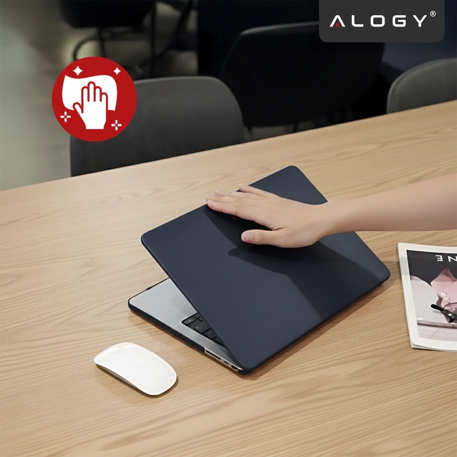 Etui laptop set Alogy AirGuard pentru MacBook Air 13 13.3" - mata, flexibila, albastru inchis