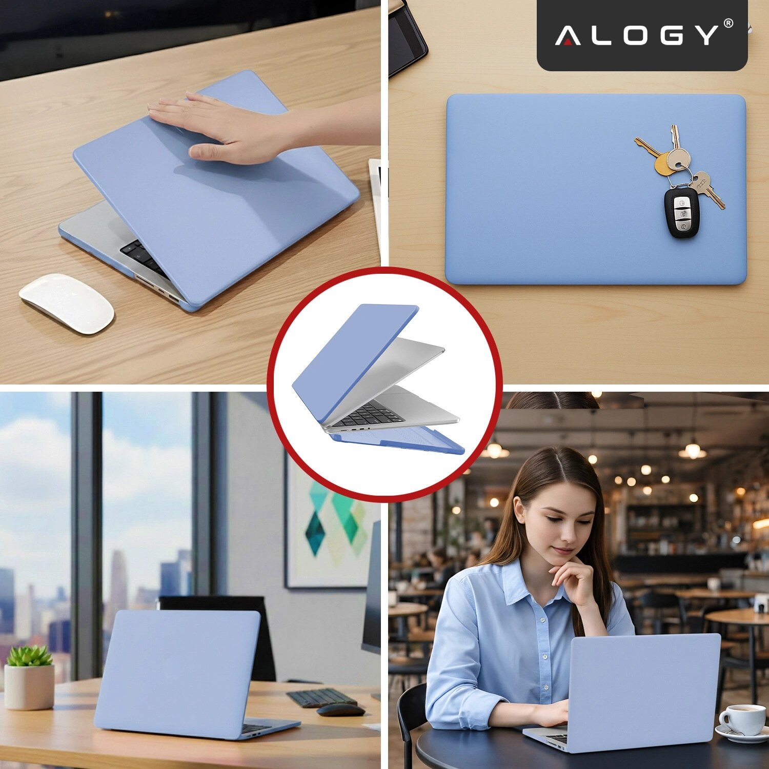 Etui pentru MacBook Pro 14" 2021-2024, Alogy AirGuard, mat, lavanda, constructie flexibila, doua piese