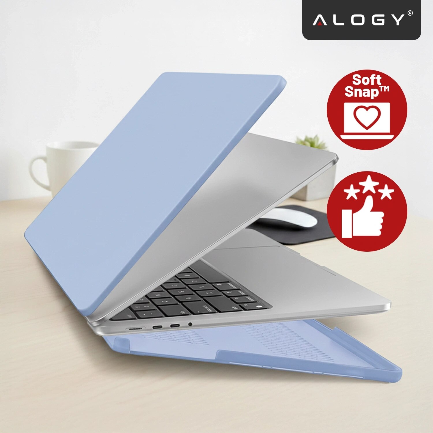Etui pentru MacBook Pro 14" 2021-2024, Alogy AirGuard, mat, lavanda, constructie flexibila, doua piese