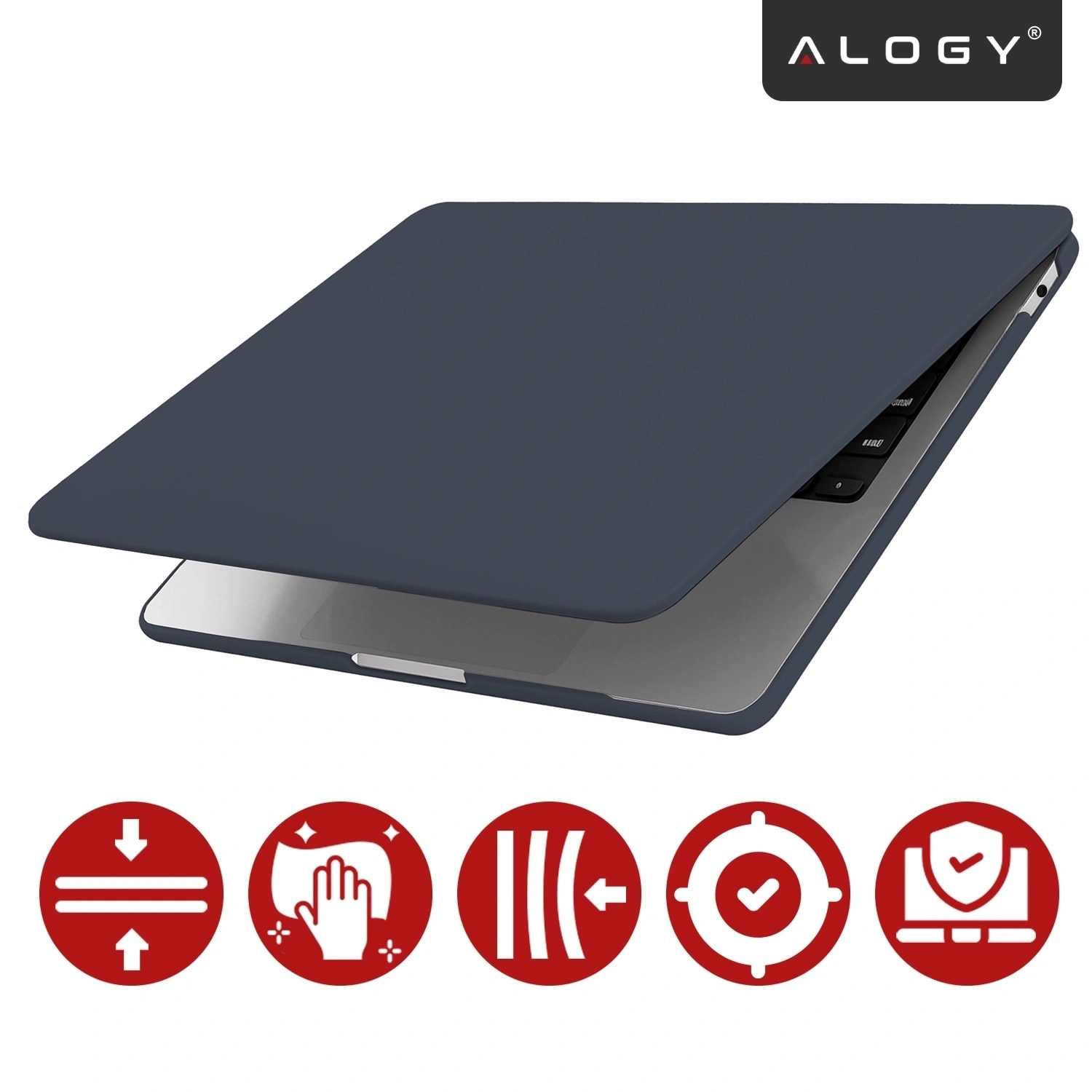 Etui laptop set Alogy AirGuard pentru MacBook Air 13.6" M2/M3/M4, mat, granat, 308x217mm