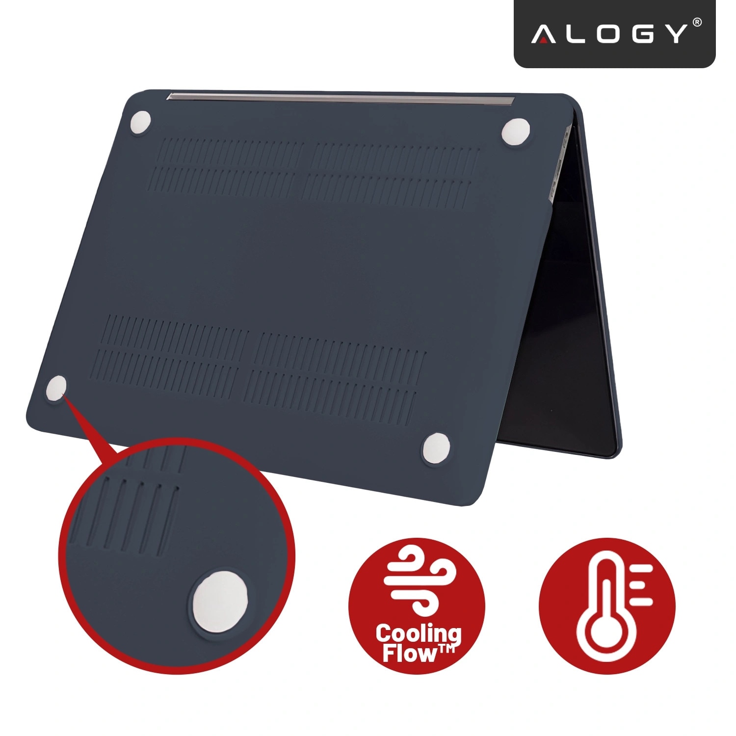 Etui laptop set Alogy AirGuard pentru MacBook Air 13.6" M2/M3/M4, mat, granat, 308x217mm