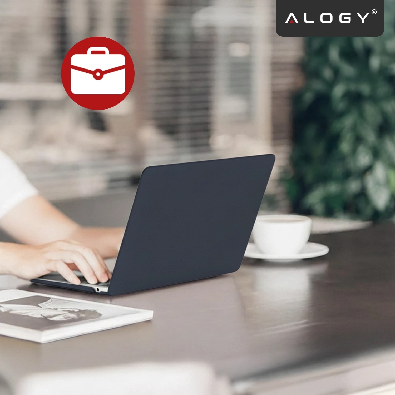 Etui laptop set Alogy AirGuard pentru MacBook Air 13.6" M2/M3/M4, mat, granat, 308x217mm