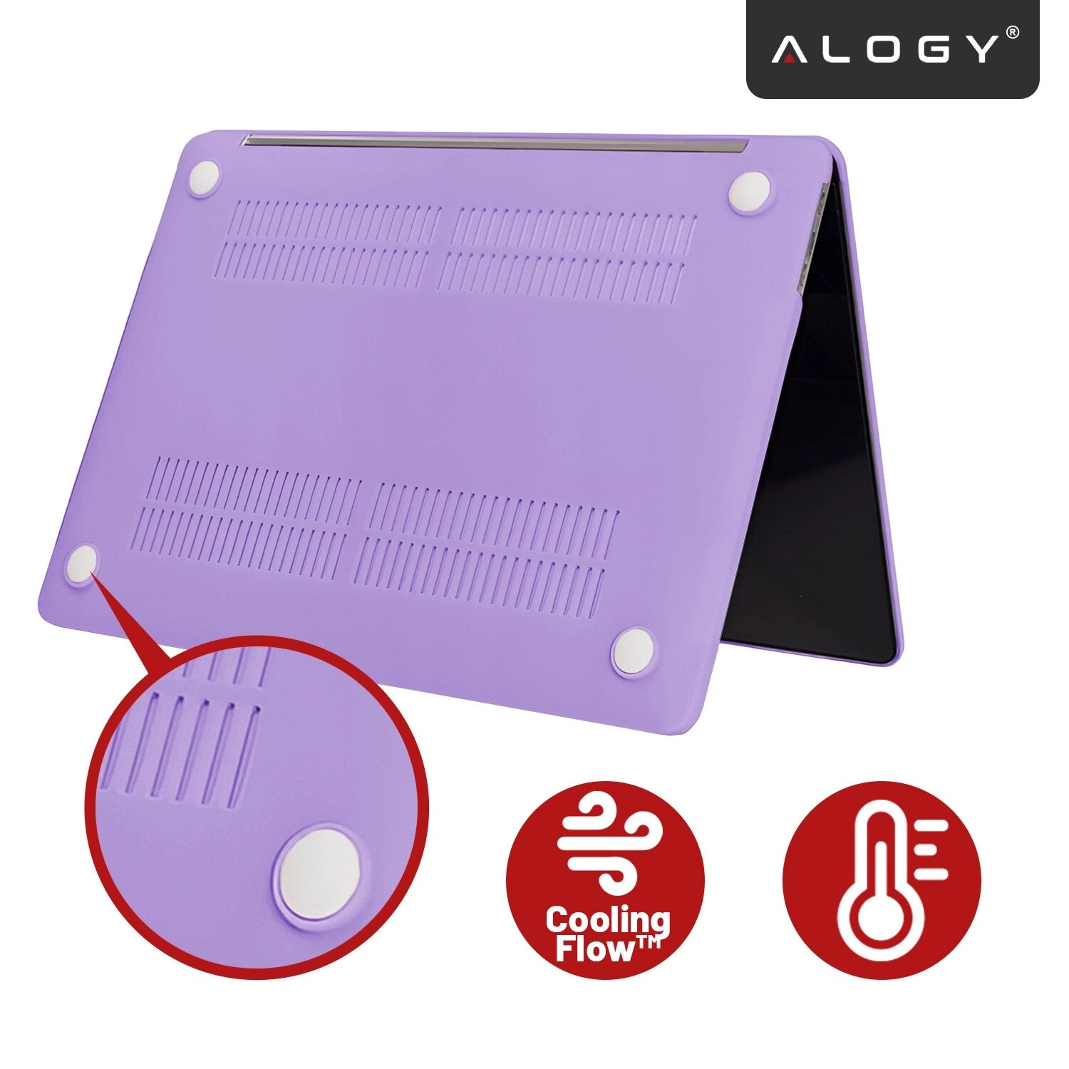 Etui Alogy AirGuard pentru MacBook Air 13.6" (M2/M3/M4) - Mat, Fiolet, Ultracompact, Set