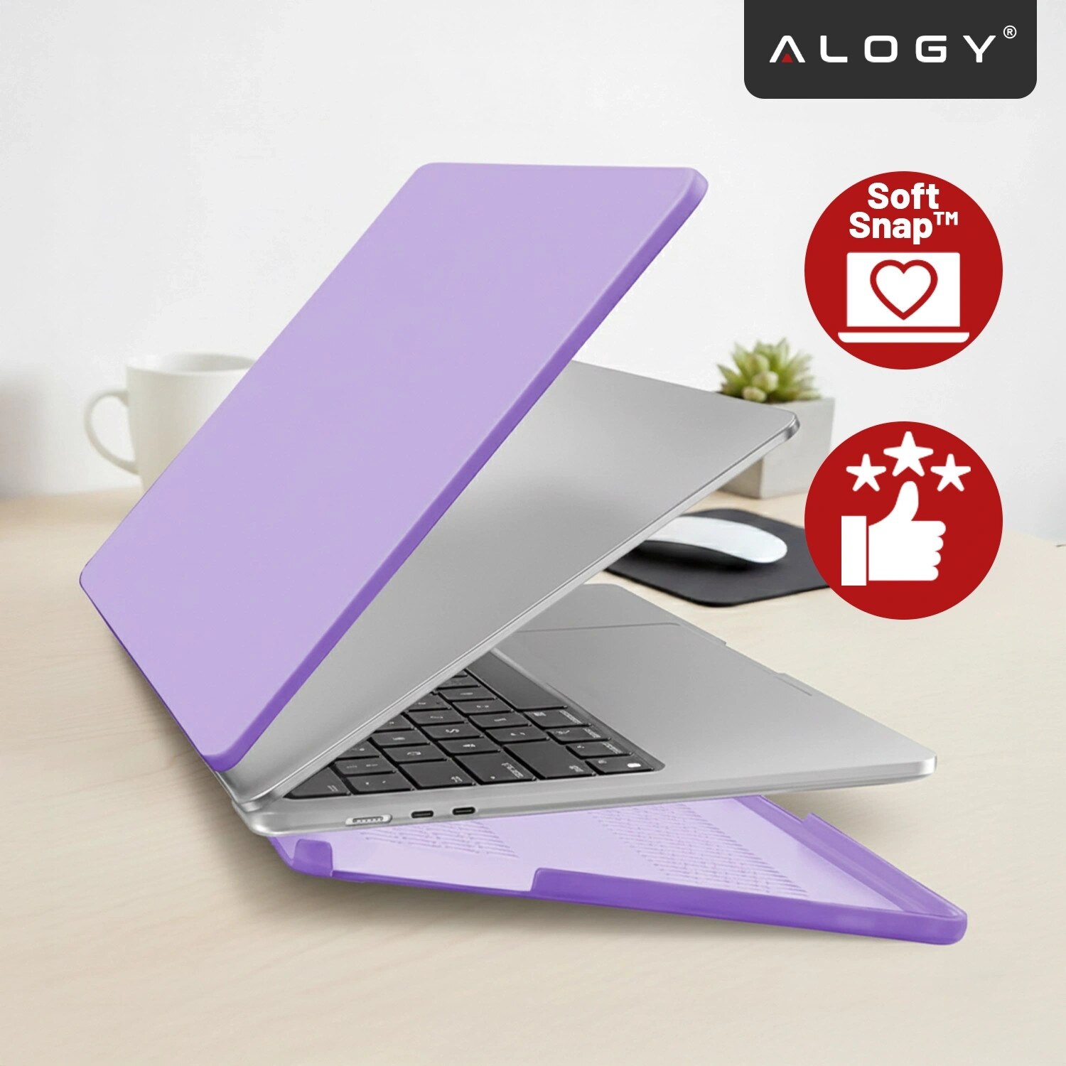 Etui Alogy AirGuard pentru MacBook Air 13.6" (M2/M3/M4) - Mat, Fiolet, Ultracompact, Set