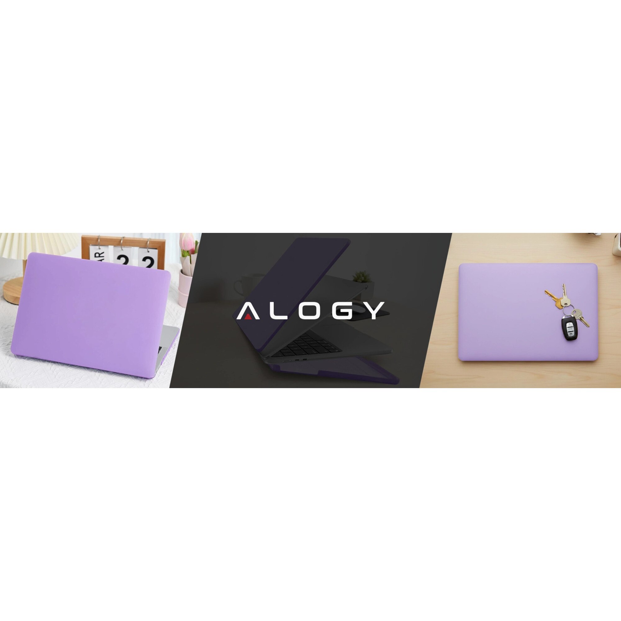 Etui Alogy AirGuard pentru MacBook Air 13.6" (M2/M3/M4) - Mat, Fiolet, Ultracompact, Set