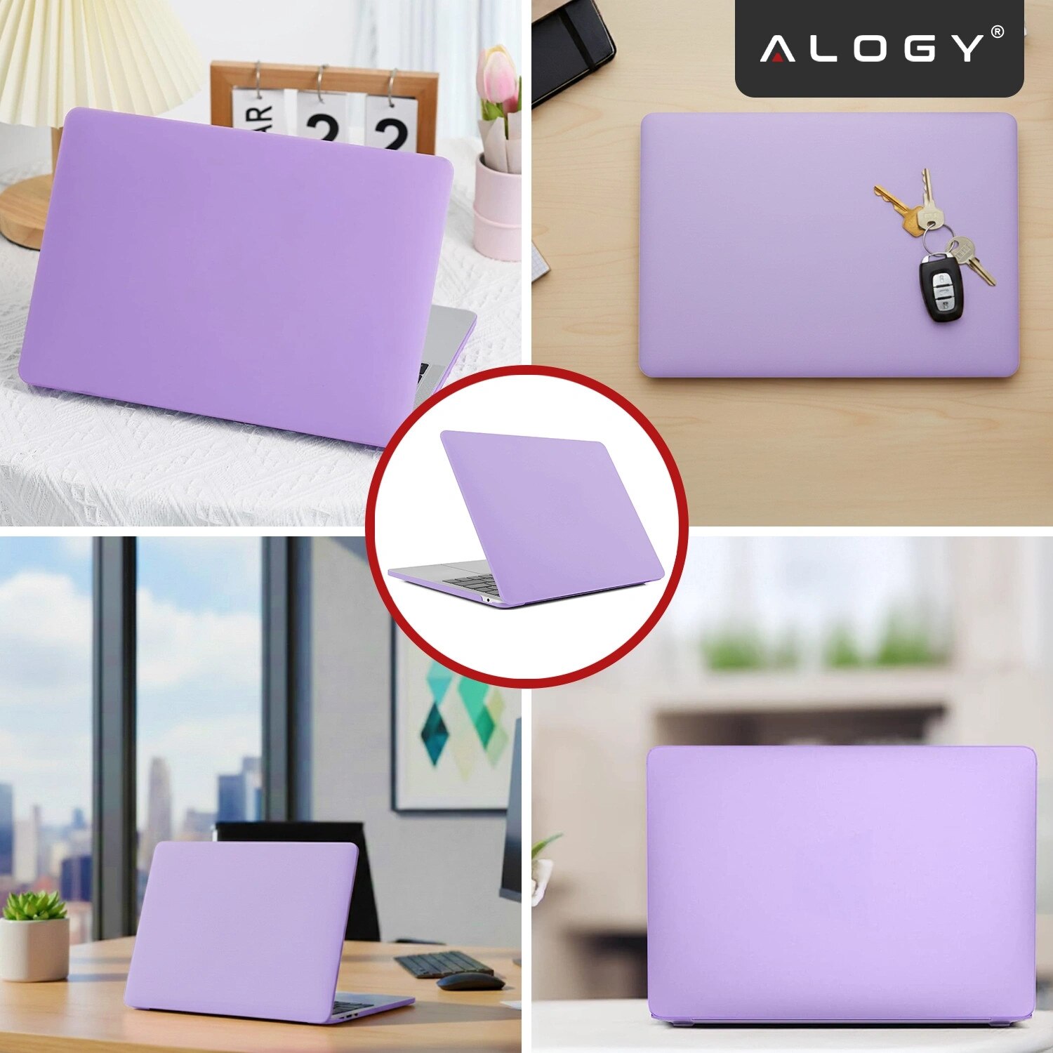 Etui Alogy AirGuard pentru MacBook Air 13.6" (M2/M3/M4) - Mat, Fiolet, Ultracompact, Set