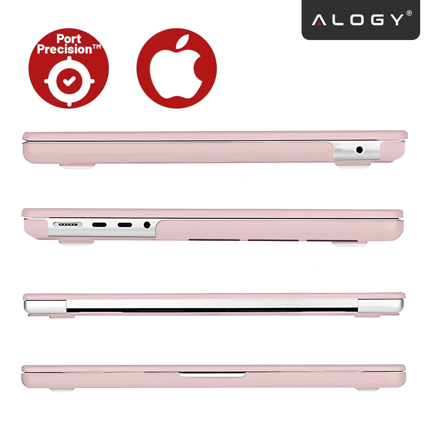 Etui pentru laptop, Alogy AirGuard, Apple MacBook Air 15" (M2/M3/M4) 2023-2025, mat roz, constructie flexibila, ultracompacta