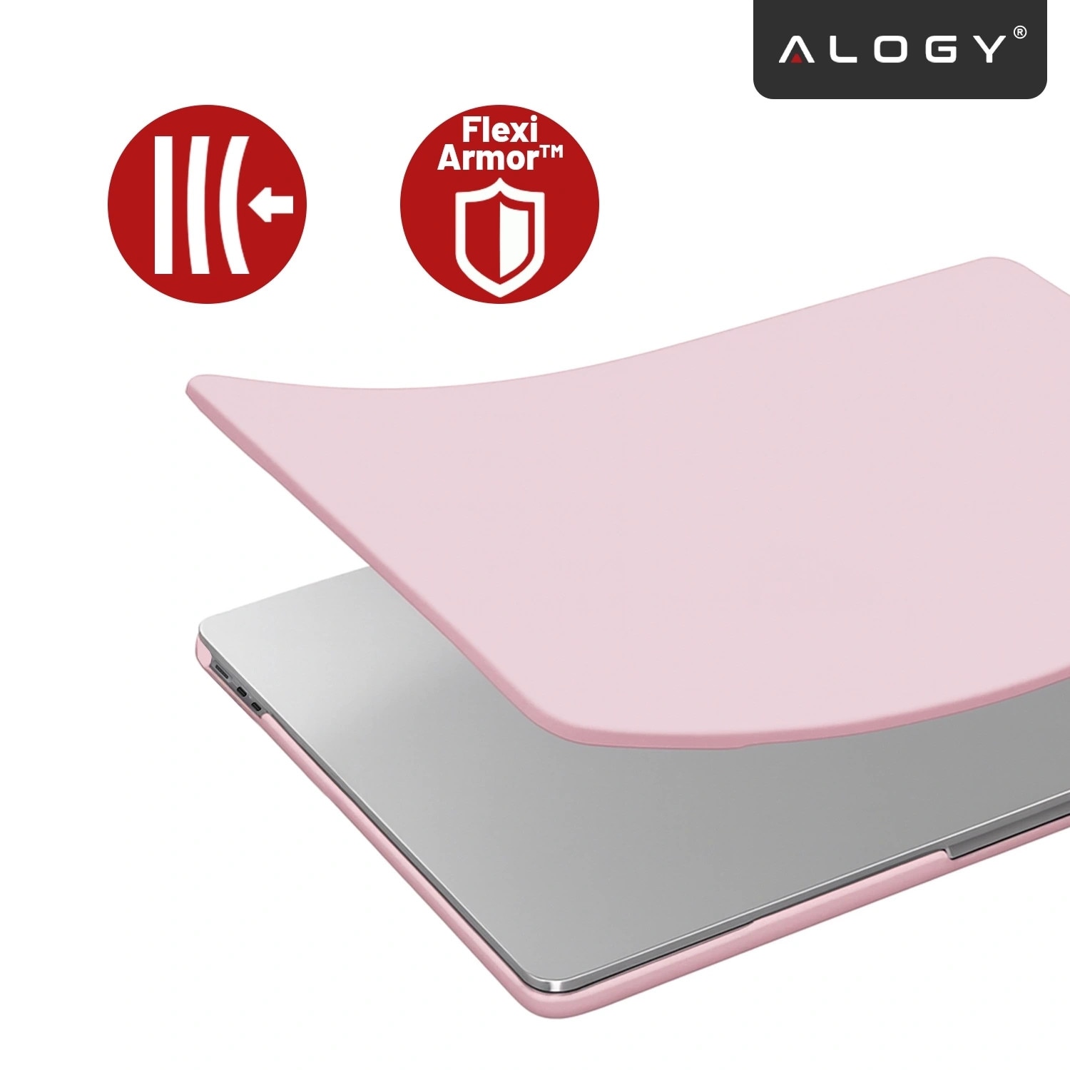 Etui pentru laptop, Alogy AirGuard, Apple MacBook Air 15" (M2/M3/M4) 2023-2025, mat roz, constructie flexibila, ultracompacta