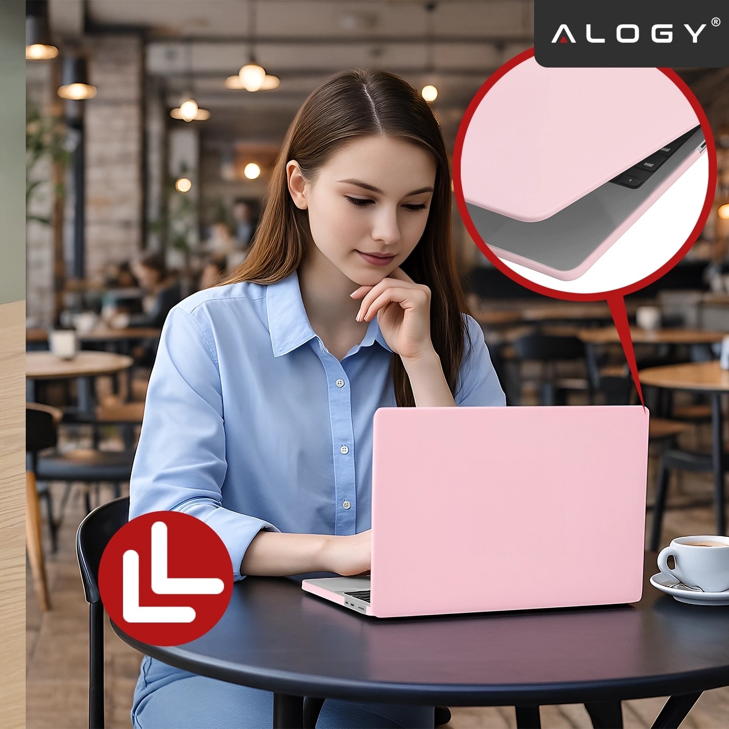 Etui pentru laptop, Alogy AirGuard, Apple MacBook Air 15" (M2/M3/M4) 2023-2025, mat roz, constructie flexibila, ultracompacta