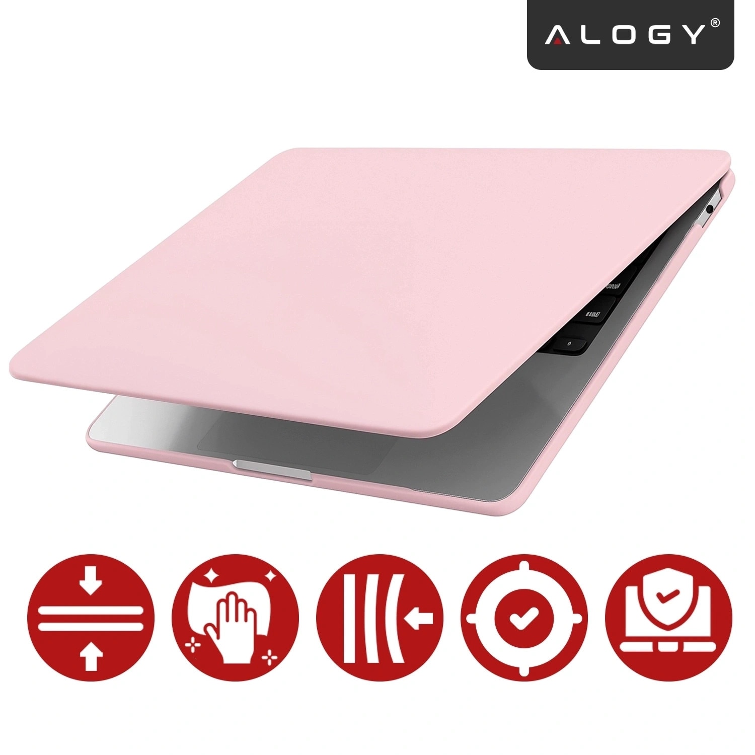 Etui pentru laptop, Alogy AirGuard, Apple MacBook Air 15" (M2/M3/M4) 2023-2025, mat roz, constructie flexibila, ultracompacta