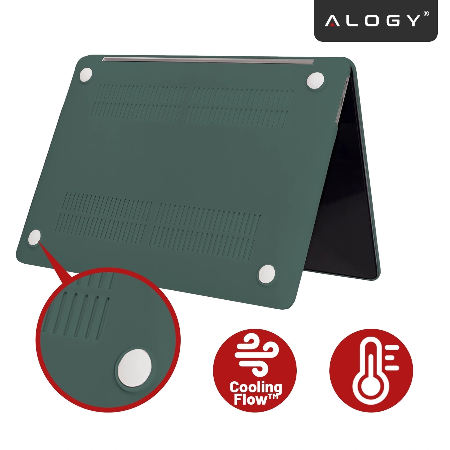 Etui pentru MacBook Air 15" 2023-2025, Alogy AirGuard, mat, verde, constructie flexibila, protectie impotriva zgarieturilor