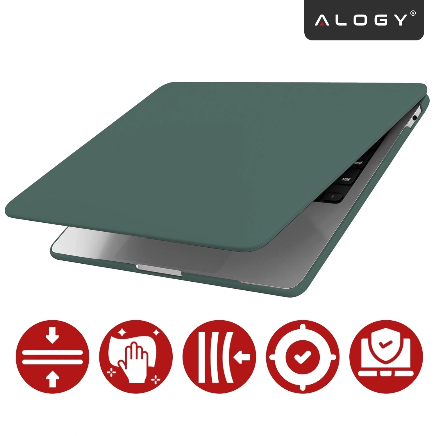 Etui pentru MacBook Air 15" 2023-2025, Alogy AirGuard, mat, verde, constructie flexibila, protectie impotriva zgarieturilor