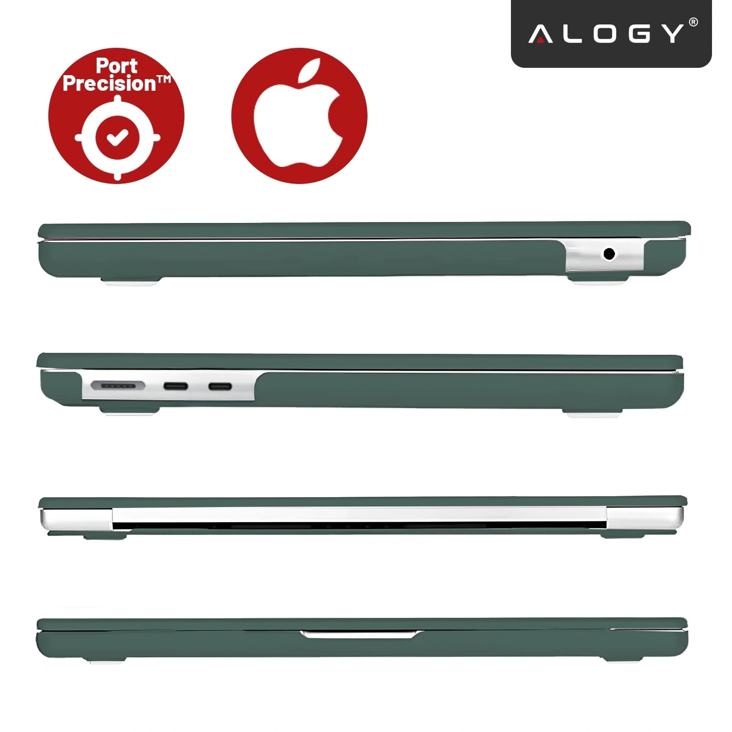 Etui pentru MacBook Air 15" 2023-2025, Alogy AirGuard, mat, verde, constructie flexibila, protectie impotriva zgarieturilor