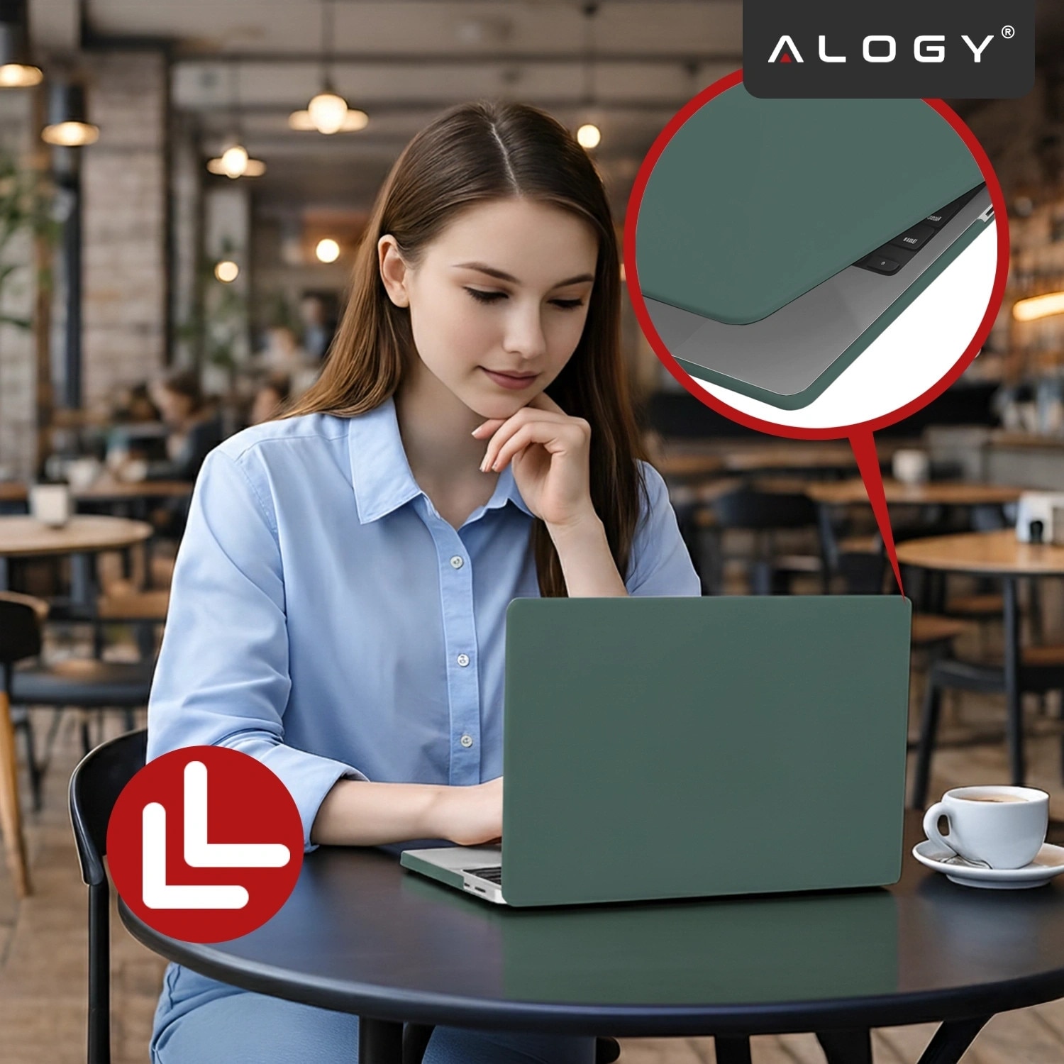 Etui pentru MacBook Air 15" 2023-2025, Alogy AirGuard, mat, verde, constructie flexibila, protectie impotriva zgarieturilor