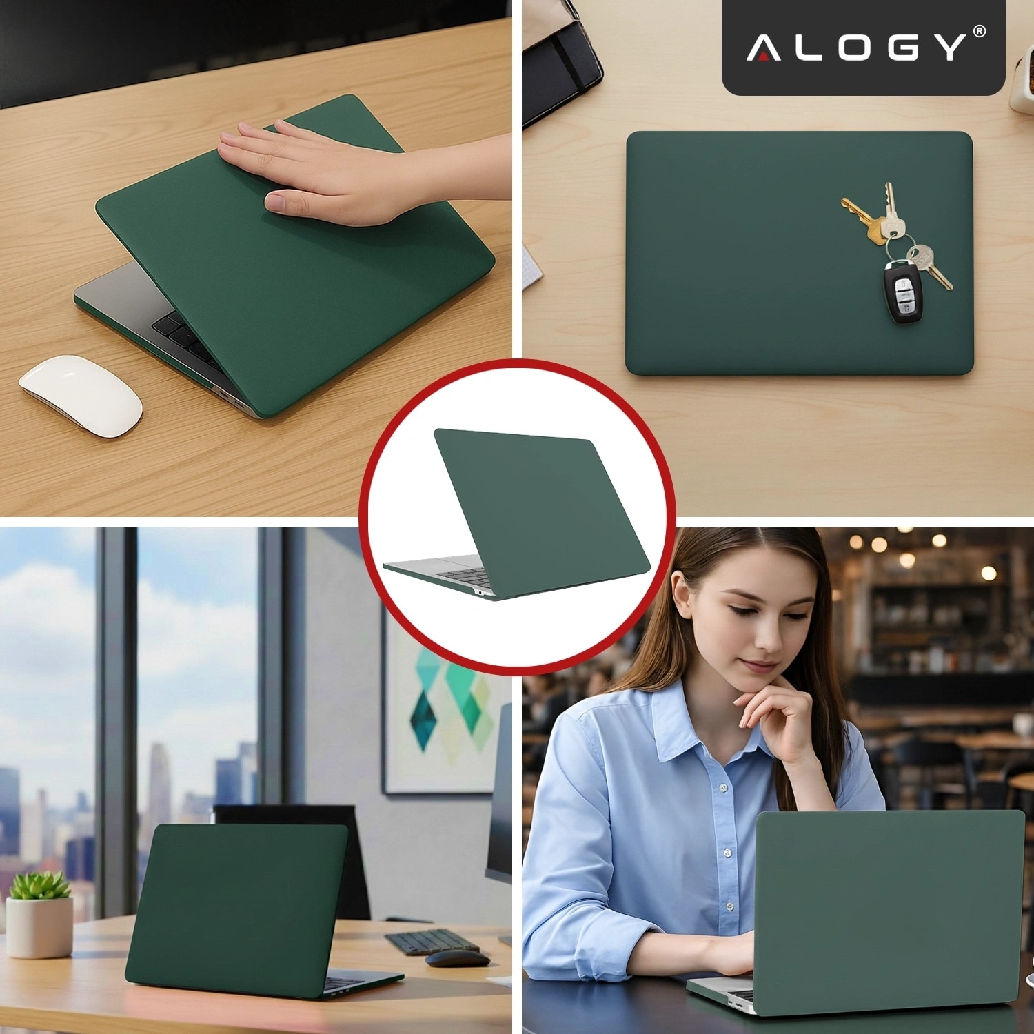 Etui pentru MacBook Air 15" 2023-2025, Alogy AirGuard, mat, verde, constructie flexibila, protectie impotriva zgarieturilor