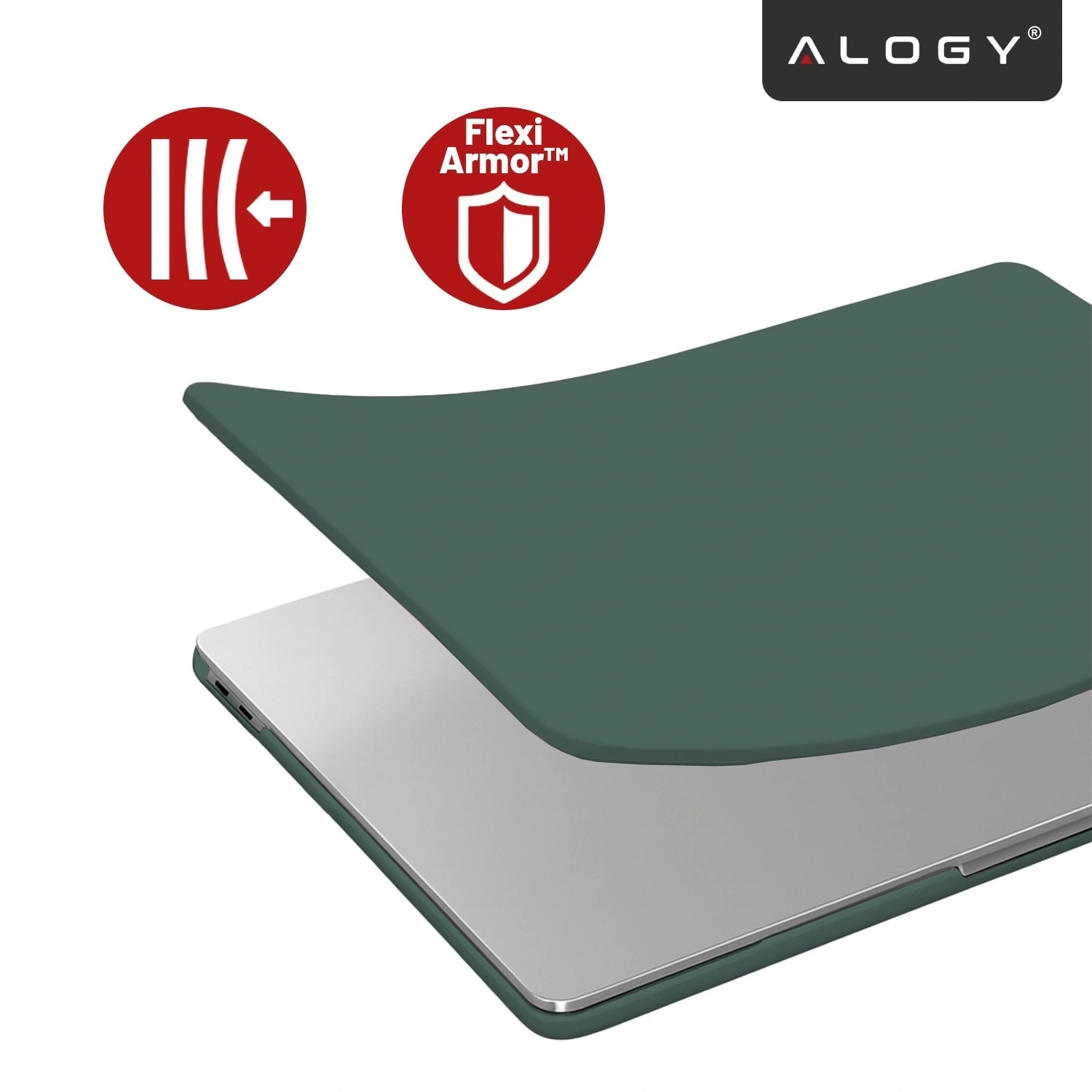 Etui pentru MacBook Air 15" 2023-2025, Alogy AirGuard, mat, verde, constructie flexibila, protectie impotriva zgarieturilor
