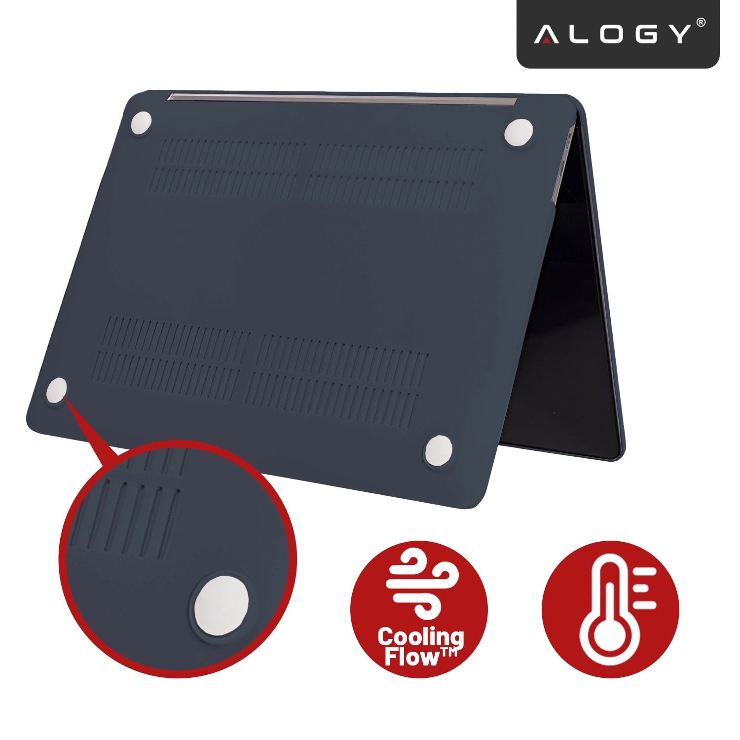 Etui laptop set Alogy AirGuard pentru MacBook Air 13 13.3" - mata, flexibila, albastru inchis