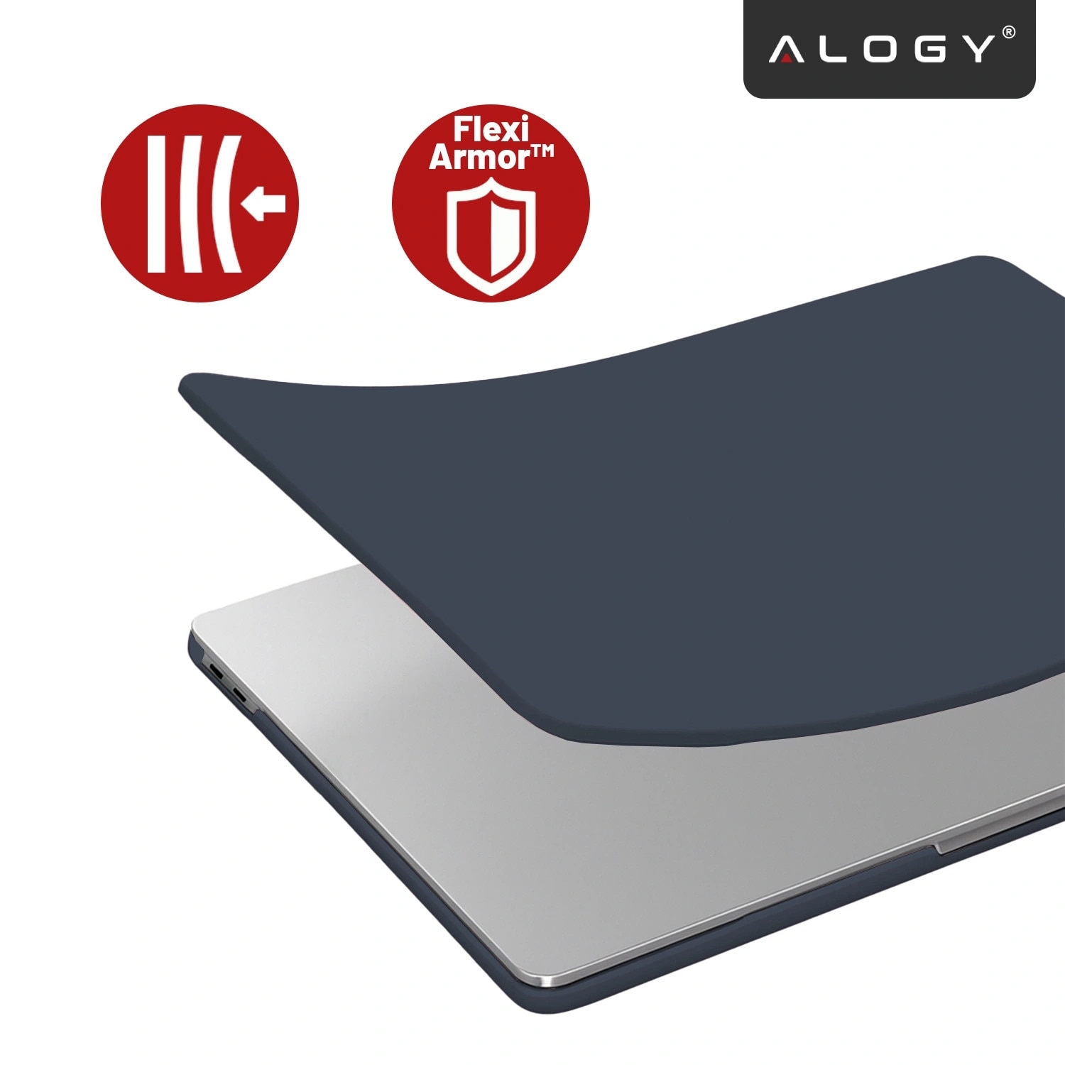 Etui laptop set Alogy AirGuard pentru MacBook Air 13 13.3" - mata, flexibila, albastru inchis