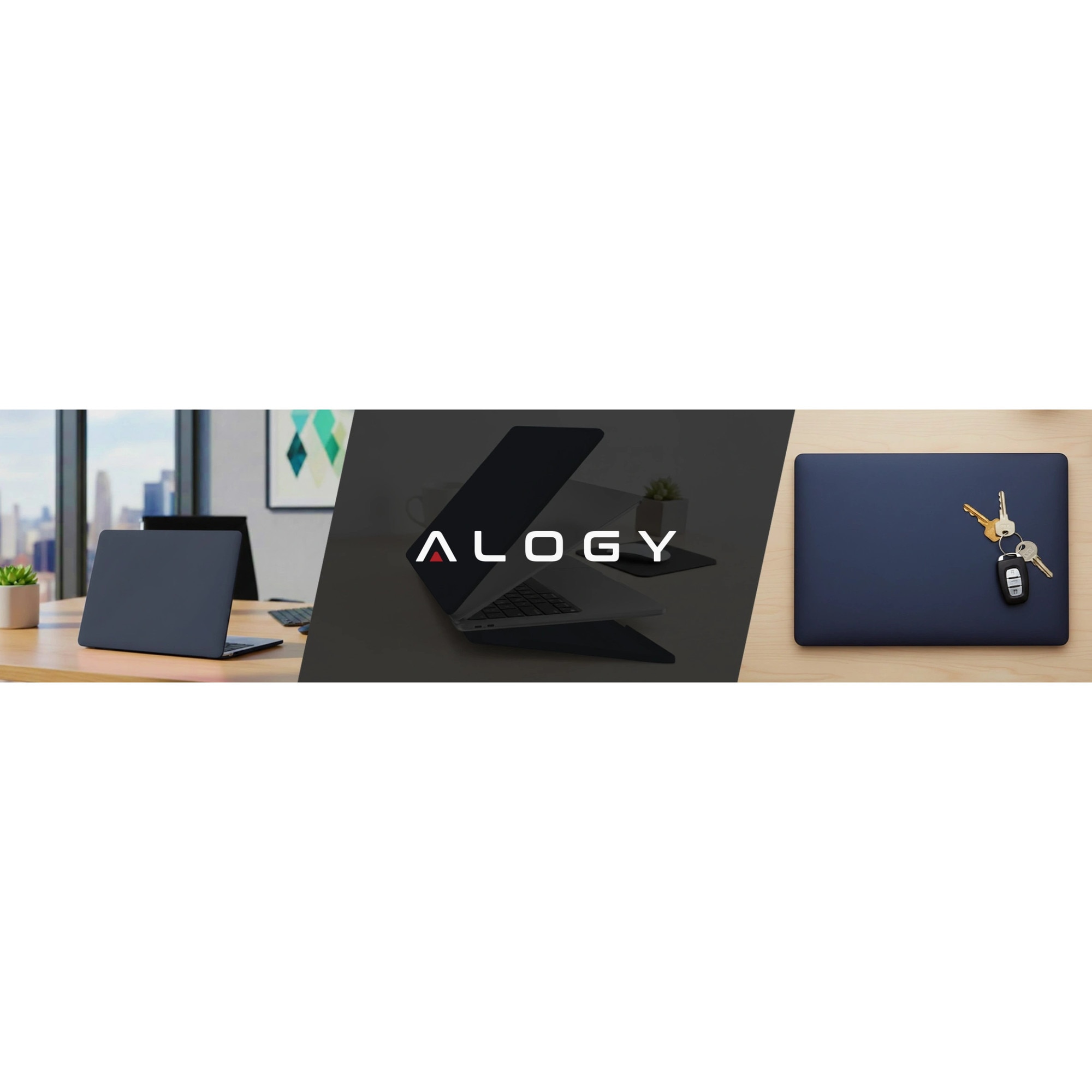 Etui laptop set Alogy AirGuard pentru MacBook Air 13 13.3" - mata, flexibila, albastru inchis