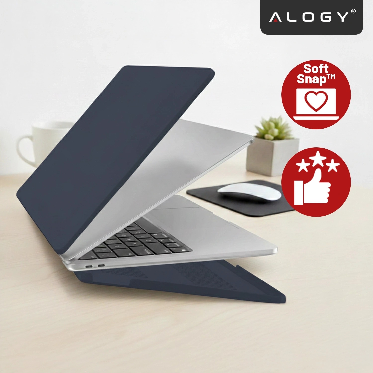 Etui laptop set Alogy AirGuard pentru MacBook Air 13 13.3" - mata, flexibila, albastru inchis