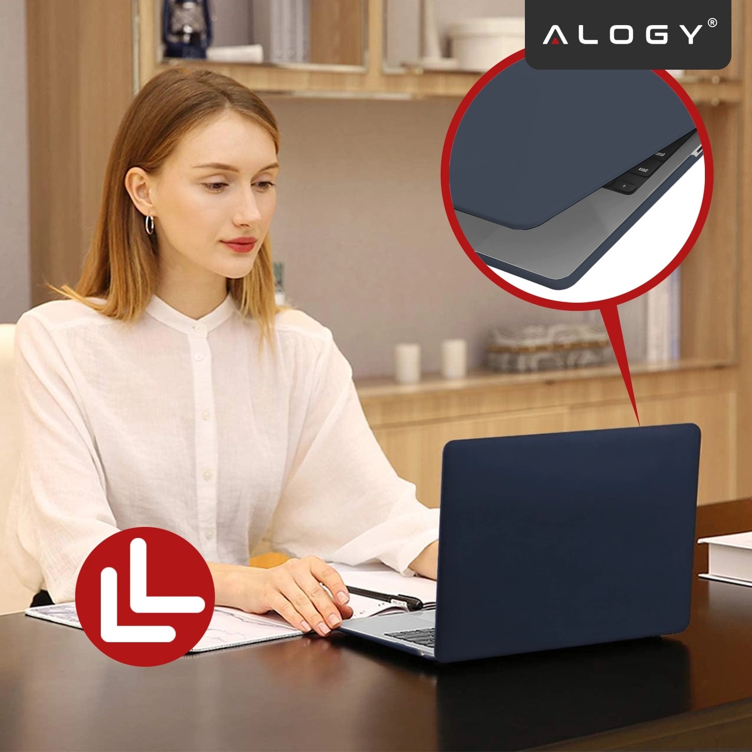 Etui laptop set Alogy AirGuard pentru MacBook Air 13 13.3" - mata, flexibila, albastru inchis