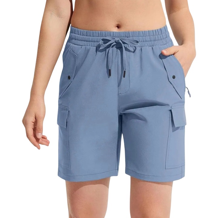 VILIGO női cargo rövidnadrág, sportos, könnyű, kék, technikai anyag, 6 zseb