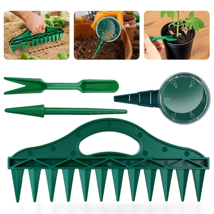 Magvető Készlet 4 darabos, Magvetéshez, Mini vetőgép, Kis magokhoz, Kézi szerszám