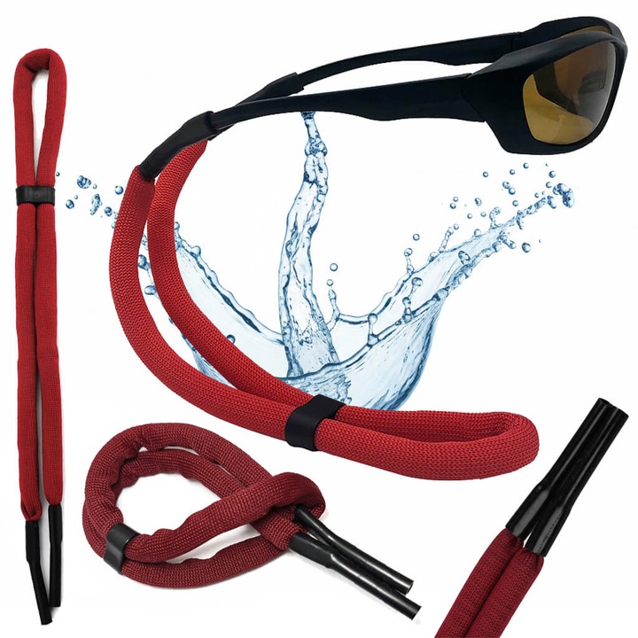Snur de prindere ochelari Stylion, reglabil, flotant, rezistent la apa, universal pentru sport si activitati acvatice, confortabil, din silicon si poliester