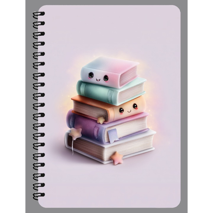 Agenda A5, Carti Dragute, Coperta Mdf, Spira Metalica, 130 Pagini