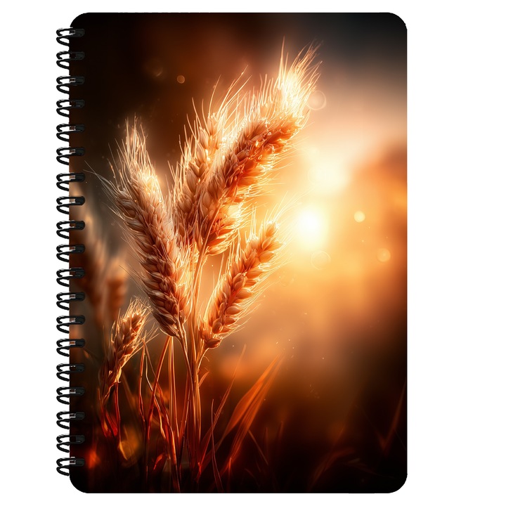 Agenda A5, Lan De Grau, Apus, Coperta Mdf, Spira Metalica, 130 Pagini