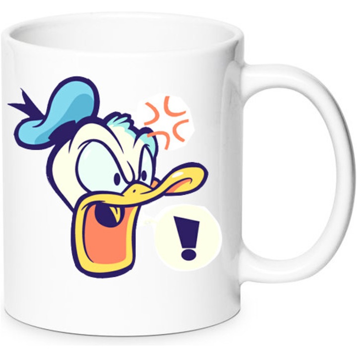 Cana ceramica Donald Duck 330ml, design No2, capacitate 330ml, lavabila la masina de spalat, pentru acasa sau birou