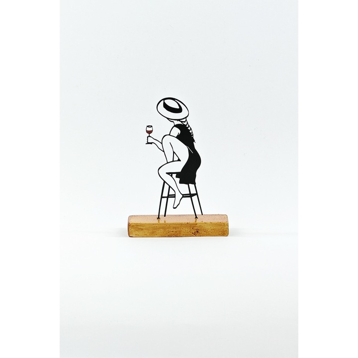 Decoratiune mobila Relax&Wine, Negru/Maro, Fetisshop, Dimensiunea 14x19, 5 cm