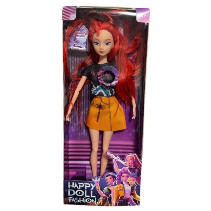 Papusa K-Pop Mira, 33cm, rosu, cu functii muzicale