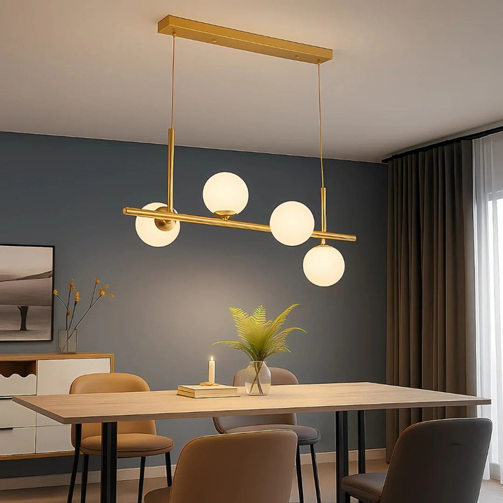 Модерна таванна лампа LOFT Pavilion, 4x G9, Златист, Метал, Регулируема височина