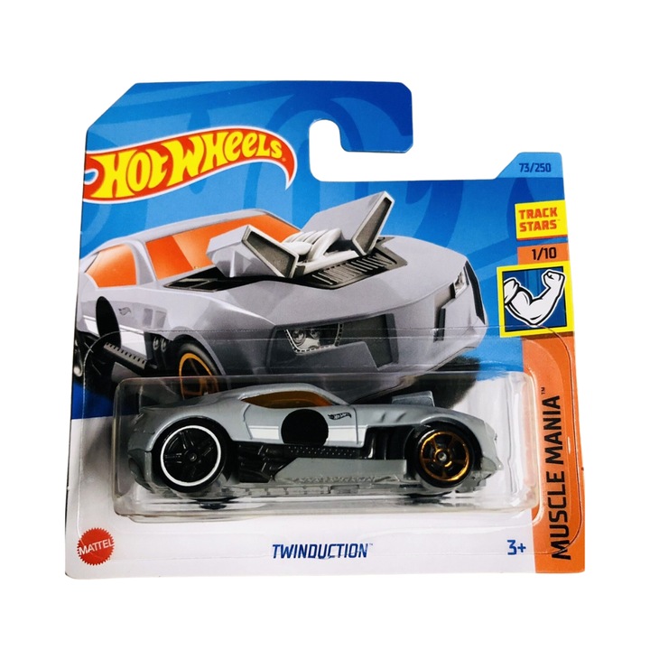 Masinuta Hot Wheels, Twinduction, Muscle Mania 2023, Gri, 1:64