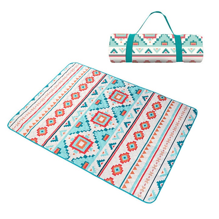 Saltea de picnic portabila 150*200 cm, saltea de camping cu 3 straturi, impermeabila si rezistenta la nisip, pentru camping, plaja si picnicuri in familie, moale si confortabila, lavabila la masina